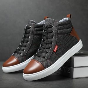 Boots Platform Sneakers Man Espadrilles High Top Denim Shoes for Male Tooling Style Comfortable Sneakers Men Tennis Casual Boots