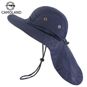 Sommarsol hatt hink män kvinnor boonie med nacke klaff utomhus UV -skydd stort brett grim vandring fiske mesh andningsbar 240318