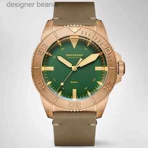 Armbandsur SEIZENN FÖRSTA Utgåva Pure Bronze CUSN8 Pro Diver 600m Spirit Mens Automatic Jan NH35 44mm Super Luminova Leather Watchc24410