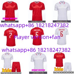 Novo modelo 1: 12024 camisa de futebol dinamarquesa 24 25 europeu Eriksson vermelho branco KJAER HOJBJERG Christensen Skov Olsen Braithwaite Dolberg camisa de futebol versão jogador