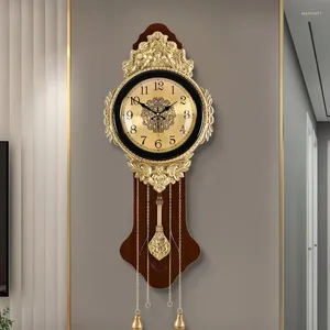 Relógios de parede Luxo Fantasia Relógio Sala de estar Moda Estética Design Criativo Nordic Retro Cobre Reloj de Pared Home Decor