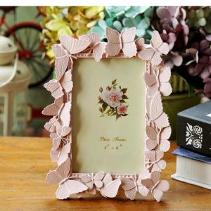 Moldura de resina para presente de casamento, borboleta rosa, 6 polegadas, moldura para foto, europa, casa, estudo, escritório, decoração, presente mf192