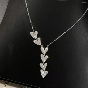 Hängen KOFSAC Fashion Luxury Full Zircon Love Heart Long Tassel Anniversary Jewelry Women 925 Sterling Silver Party Halsband Lady Gift