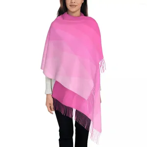 Halsdukar rosa ombre tryck halsduk lila utomhus sjal wrap med lång tofs kvinnor mode huvudbonad vinter designer bufanda mujer