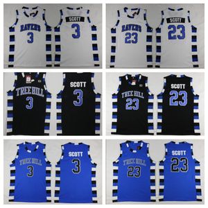 Tree NCAA One Hill Ravens Basketball Jersey Brother Movie 3 Lucas Scott 23 Nathan Scott Black White Blue Siched Mens