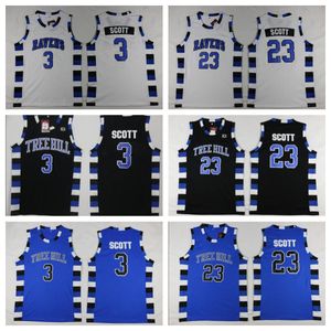 Árvore NCAA One Hill Ravens Basketball Jersey Brother Movie 3 Lucas Scott 23 Nathan Scott Black White Blue Stitched Mens