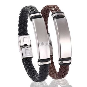 Bracciale in acciaio inossidabile a catena semplice in pelle casual braccialetto in acciaio inossidabile in cuoio in pelle inossidabile bracciale 24325