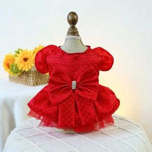 Vestido de vestuário de cachorro Babysbreath Vestido de noiva Small Roupas Doce Big Bowknot Costura de moda luxuosa Fantas figurinistas por atacado