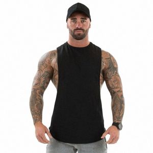 plain Bodybuilding Clothing Fitn Mens Flow Cut Off T-shirts Dropped Armholes Gym Tank Tops Workout Sleevel Vest Tanktop 62m8#