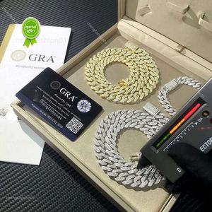 Ювелирные цепочки для мужчин, браслет 14 мм, женский браслет Sier Link, тестер бриллиантов Gra Vvs, кубинское ожерелье с муассанитом, персональный подарок FJTW