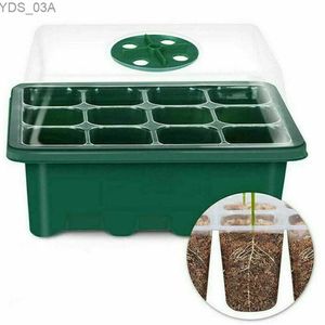 Planters krukor 12 fröbrickor Ställ in rektangel Deep Root Grow Box Inomhus utomhuscellplantor Starter Tray Plant Potts For Bonsai Flowers Herbs 240325