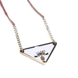 Jewelry designer necklaces for women trendy triangular signature pendant daily outfit party thin necklaces letter plated gold daily outfit zl191 H4