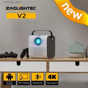 Diğer Projektör Aksesuarları Zaolightec V2 Taşınabilir Mini LED Akıllı Projektör Android WiFi Ev Sineması Videosu 1080p 4K Sinema Akıllı Telefonu Q240322