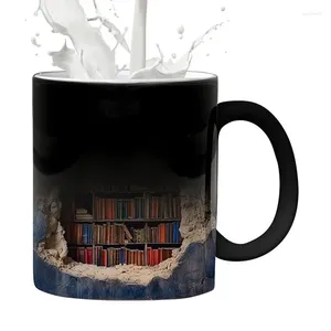 Mugs Bookshelf Coffee Mug Ceramic Biblioteca 3D Biblioteca creativa Drinkware multiuso Regali di Natale per amanti dei libri