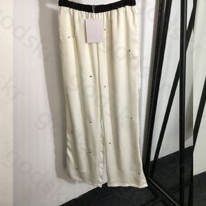 Pantaloni sottili da trapano a lettera Pantaloni da donna con trapano a bastone Pantaloni casual in vita elastica Pantaloni a gamba larga a vita alta