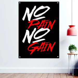 Аксессуары NO PAIN NO GAIN Тренажерный зал Мотивационный плакат Wall Art Подвесные картины Бодибилдинг Упражнения Обои Баннер Флаг Настенный декор