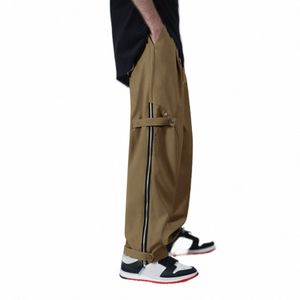 Nya män Cott Cargo Pants Casual Lantern Trousers Sweatpants Par Fi Wide Leg Joggers Solid Color Stora Baggy Pants C6BV#