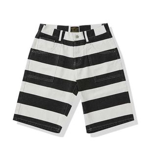 Men's Shorts 0802 Mens Summer Shorts Classic Retro Striped Cotton Casual Straight Waist Harajuku Street Mens Pants Goods Clothing J240325