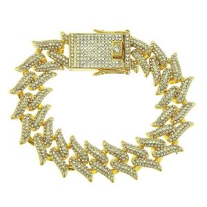 Tennis Neue Armbänder Produkte in Europa und Amerika Diamantbesetztes kurzes Dorn-Kuban-Armband für Herren mit geometrischem Fl-Diamantschmuck Ten956 Dh7Vk