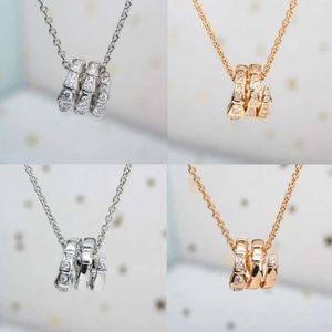 2024hot Selling S925 Sterling Silver Three Circle Snake Head Tail Diamond Womens Jewelry Necklace Exquisite Luxury Trendy