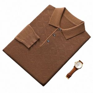 2023 High-End-Poloshirt für Männer Hochwertige Wollmischung Fiable Gesticktes LG-Ärmel-T-Shirt Koreanischer Stil Lässige Herrenmode y94a #