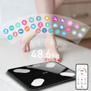 스케일 LED 디지털 욕실 체중 규모, 스마트 BMI 스케일, 블루투스, 앱, 안드로이드, iOS, 체지방