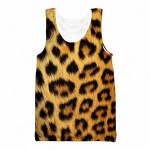 men's Persality 3D Print Leopard Vest Casual Streetwear Tank Tops Summer Sleevel Shirts Sports Tops Women Male Clothes W586#