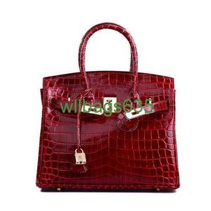 Bolsas de crocodilo bk bola de luxo bola de luxo estação europeia couro platina bolsa de crocodilo padrão camada de couro bolsa feminina moda yout te tem logotipo hb55