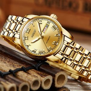 Aesop Gold Luxury Watch Women Japan Ruch mechaniczny automatyczny zegarek dla panie stal nierdzewna Złota Zegar Women2465