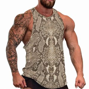 Snakeskin Print Tank Top Masculino Animal Skin Tops Summer Design Workout Fi Oversize Sleevel Coletes H9nr #