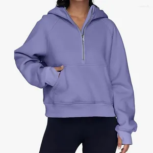 Felpe con cappuccio da donna Felpe con cappuccio oversize a maniche lunghe larghe con cappuccio e mezza zip con tasche 2024 Primavera Autunno Abbigliamento kaki nero