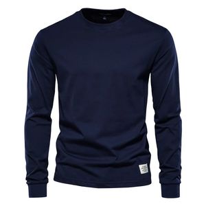 Spring men T Shirt Fashion O-neck Long Sleeved Cotton Mens Tshirts High Quality Man T-shirt 12 Color 240313