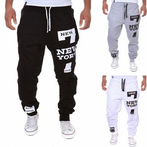 Outono inverno calças masculinas casual jogger número 7 impresso carta cordão sweatpants calças calças de jogging streetwear y54o #