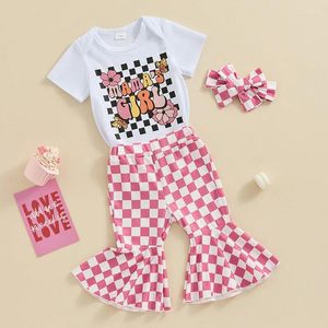 Set di abbigliamento Born Baby Girl Abiti estivi Mamas Ie Pagliaccetto Camicie Boho Pantaloni svasati floreali Pantaloni a campana Set fascia