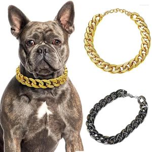 Hundkläder Fake Golden Link Chain Halsband för hundar Fashionabla plastkattar Lätt metall Look smycken Tillbehör Pet Pet Pet