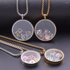 Pendant Necklaces 5Pcs/Lot Stainless Steel Clear Round Floating Po Memory Locket Living Relicario Women Collares Jewelry Bulk
