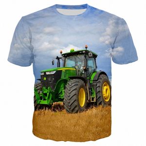 Großer Traktor Landmaschinen Herren- und Damen-T-Shirts 3D-Druck Hip Hop Persality Rundhals-T-Shirts Sommer Kurzarm Z3nG #