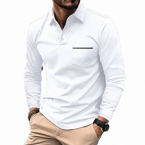 autumn Men's Lg-sleeved Polo Shirt Lapel T-shirt Butt Fi Spring Autumn thin Shirt Casual Office Slim Shirt European an x81I#