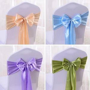 Chair Covers 1pc Colourful Satin Sash Wedding Events Party Decorative Sashes Bow For Home El Show Decoration Wholesale