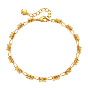 Braccialetti a maglie Bracciale con ciondolo a sfera rotonda piccola in metallo placcato oro 18 carati per donna Regalo per feste con gioielli impermeabili con texture personalizzata