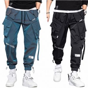 2023 Men's Cargo Pants Fi Hip Hop Multi-pocket Trousers Trendy Streetwear Solid Sweatpants Pantales Casuales Para Hombre A9CW#
