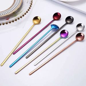 Coffee Long Stir Spoon Tea Handle Stainless Steel Tail Stirring Spoons Dessert Scoop Cafe Kitchen Accessory Wholesale ring s