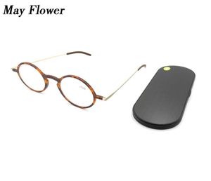 May Flower Ultrathin Antiblue Reading Glasses Round Frame Protable Pocket Presbyopic Eyewear With Magnetic Case For MenWomen9609362