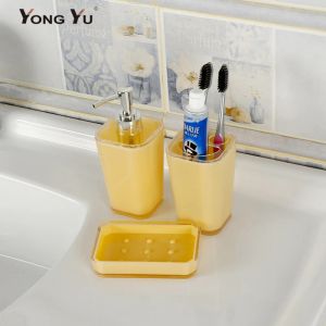 Holders 3Pcs/Set Bathroom Accessories Liquid Soap Dispenser Soap Dish Toothbrush Holder Bathroom Decoration