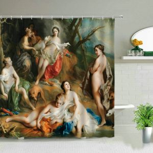 Maglieria in stile europeo dipinto ad olio religioso tende per doccia arte decorazione bagno impermeabile vano da bagno decorazioni per la casa set di tessuti