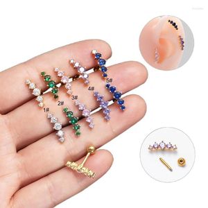 Stud Earrings 1Piece 16G Stainless Steel Color Zircon Ear Studs For Women 2024 Trend Cartilage Piercing Fashion Jewelry