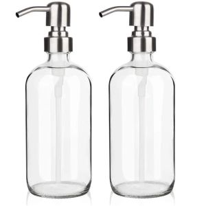 Dispensers Glass Soap Dispenser With Pump Dish Soap Dispenser For Kitchen, Bathroom Glass Soap Dispenser 2 Pack