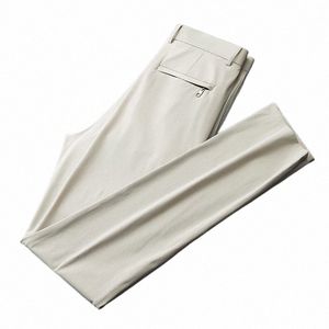 Browon Brand Men Pants Summer New Busin Fi proste swobodne spodnie Środkowe Środkowe Elastyczne luźne lodowe jedwabne oddychające cienkie spodnie H0MQ#