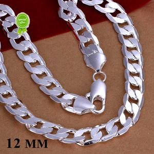 Wholesale 12mm Width 925 Silver Necklace 18 - 30 Customize Length Mens High Quality Curb Cuban Link Chain Fashion Hip Hop Style for Jewerly Gift BOCO