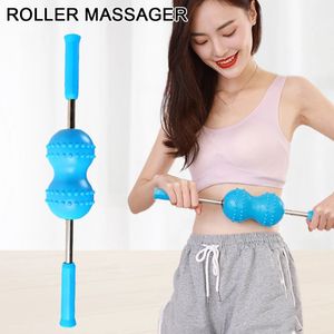 Dubbel kulmassagrulle Stick Back Tryck Massager Roller avkopplande muskelmassagebollar Enkel bär och förvaring 240312